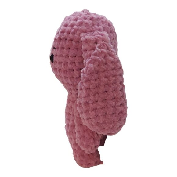 Handmade Crochet Pink Bunny-Chenille Yarn Amigurumi, 6 Inch, Cute Gift for Kids - Picture 2 of 6